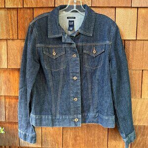 Like New Gap Y2K Vintage Stretch Indigo Blue Denim Jean Jacket in Women's Large